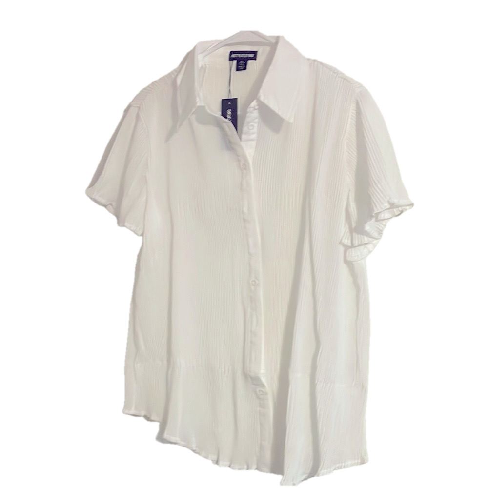White Chiffon Short Sleeve Shirt
